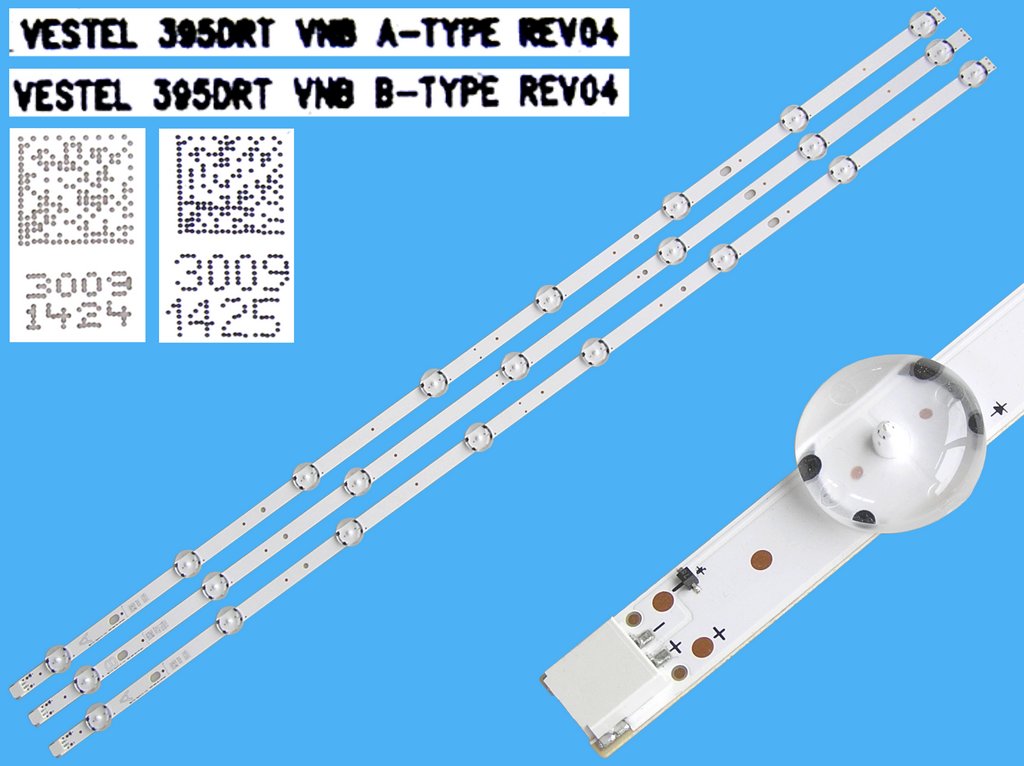 LED podsvit sada vestel 23429642 celkem 3 pásky 730mm / D-LED BAR. VESTEL 395DRT VNB / 30091424 + 30091425