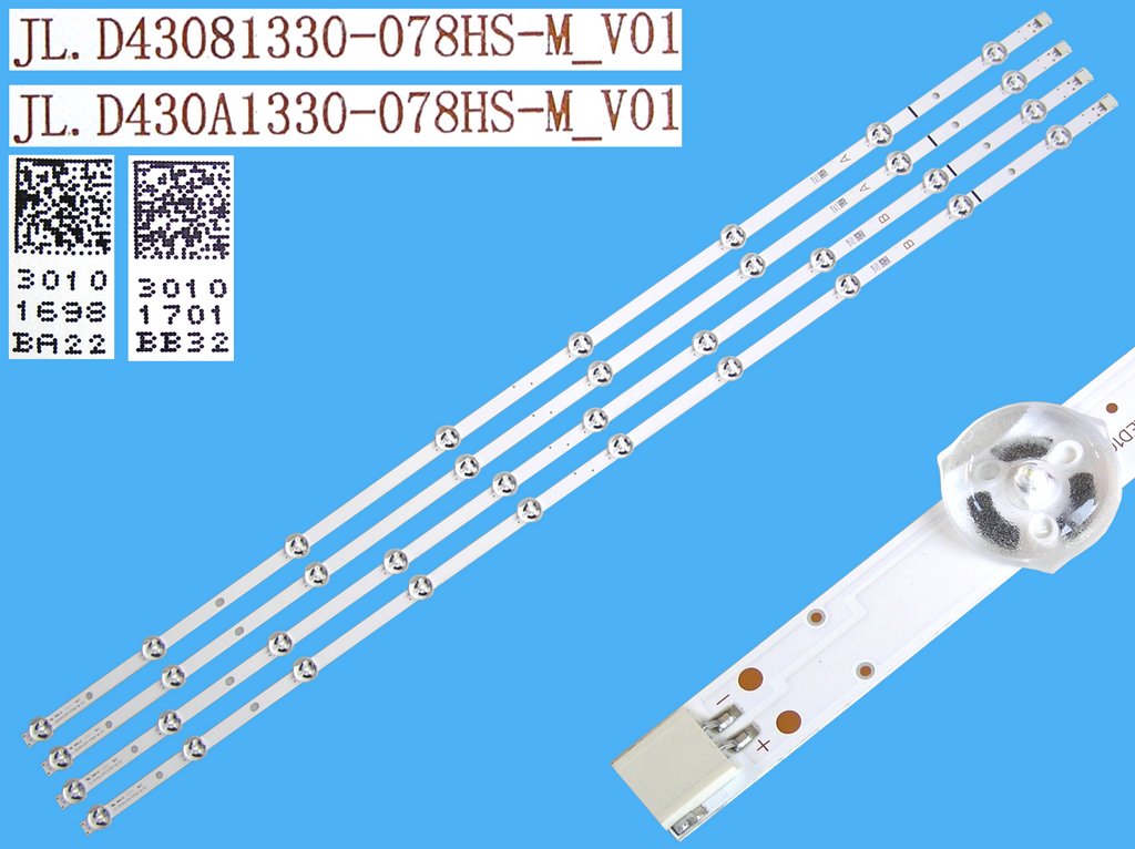 LED podsvit sada vestel 23518707 43" celkem 4 pásky 840mm / D-LED BAR. VESTEL 43"FHD JL.D43081330-078HS-M_V01 / 30101698 + JL.D430A1330-078HS-M_V01 / 30101701