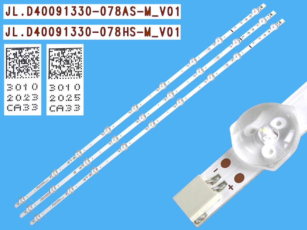 LED podsvit sada vestel 23577844 celkem 3 pásky 745mm / D-LED BAR. VESTEL JL.D40091330-078AS-M A-Type + JL.D40091330-078HS-M / 30102023 + 30102025