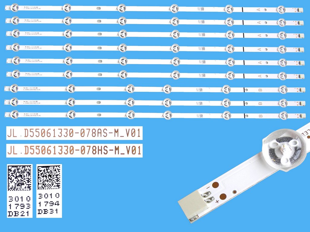 LED podsvit sada vestel JL.D55061330-078 celkem 9 pásků 577mm / Vestel 55" UHD DRT / 30101793 + 30101794 / JL.D55061330-078AS-M-V01 + JL.D55061330-078HS-M-V01 / 30101769 + 30101770