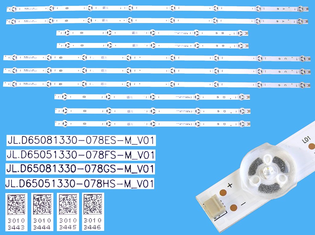 LED podsvit sada vestel JL.D65051330-078 + JL.D65081330-078 celkem 10 pásků / D-LED backlight 65" 30103443 + 30103444 + 30103445 + 30103446