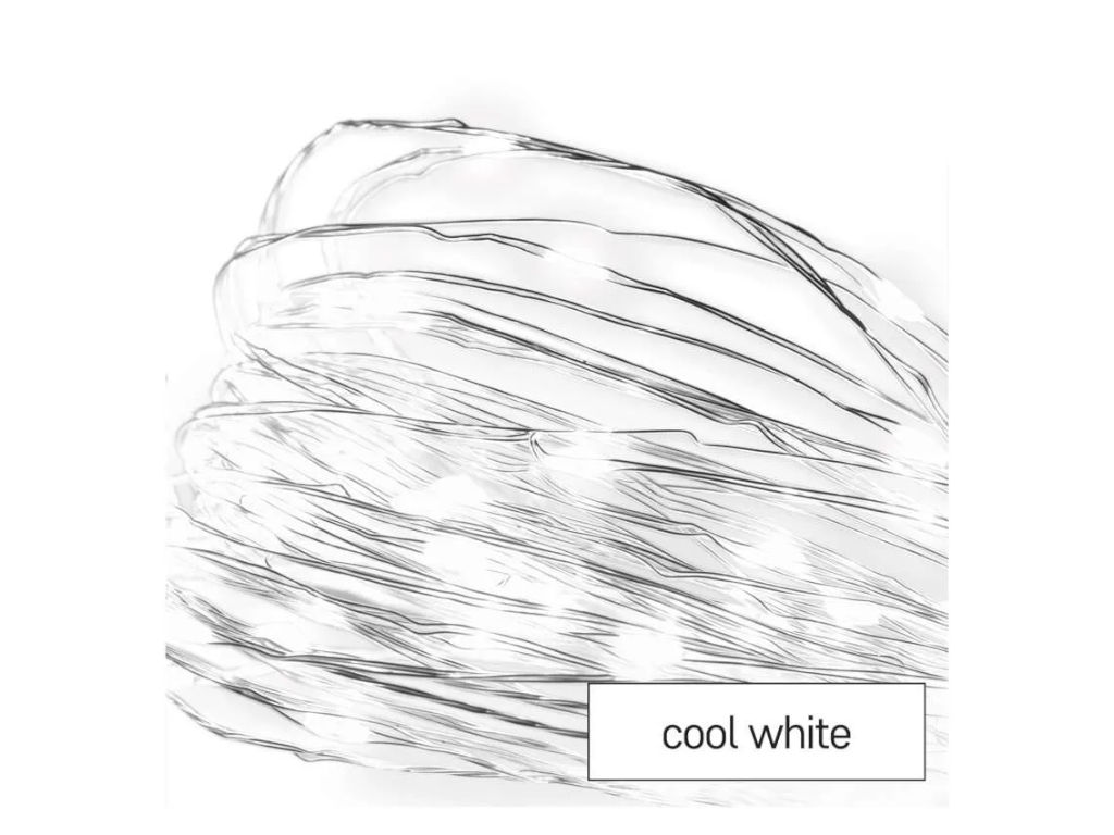 LED vánoční nano řetěz stříbrný, 0,9 m, 2x AA, vnitřní, studená bílá, časovač