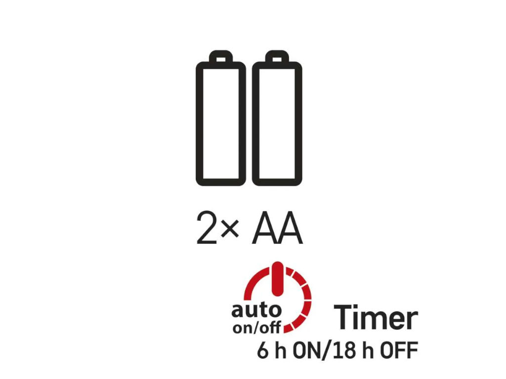 LED vánoční nano řetěz stříbrný, 0,9 m, 2x AA, vnitřní, studená bílá, časovač