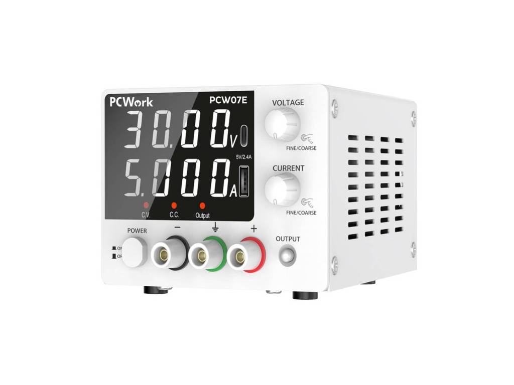 Laboratorní napájecí zdroj PCW07E DC 0–30 V / 0-5 A 150 W s výstupem USB-A a USB-C