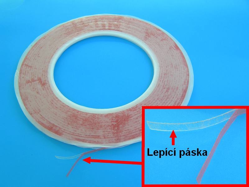 Lepící páska samolepící oboustranná pro displeje, šíře 2mm, síla 0,2mm, návin 30m