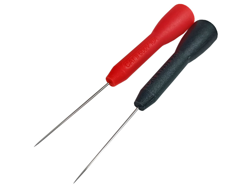 Měřicí hrot ostrý MH03 sada 2ks - rudý, černý - s kleštinkou na běžný měřící hrot