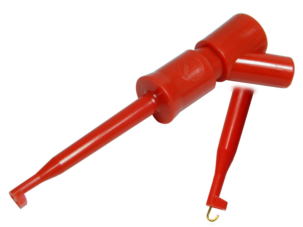 Měřicí hrot s háčkem - červený Hirschmann KLEPS2-BU RT 