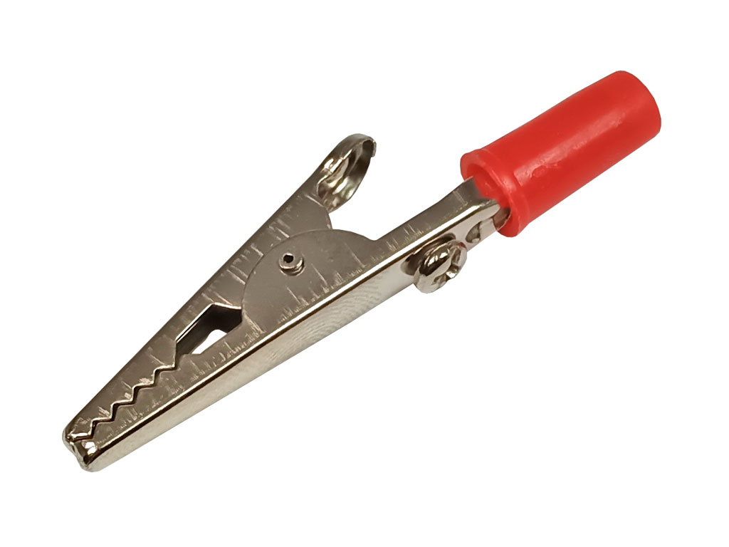 Měřicí krokodýlek na banánek - červený  CRCL10-R 