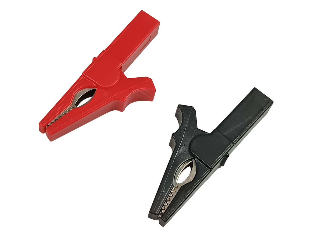 Měřicí krokodýlek na banánek  - sada červený + černý, pro větší proudové zatížení, varianta B