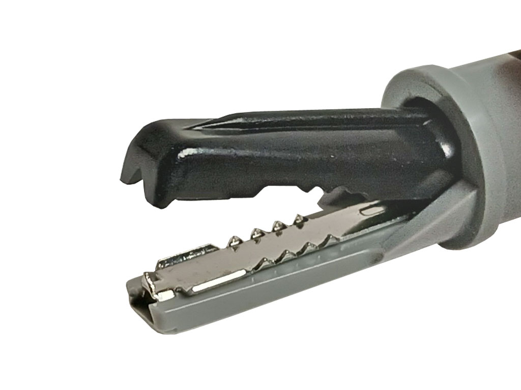 Měřicí krokodýlek na banánek - šedo/černý  HIRSCHMANN AK10SW 