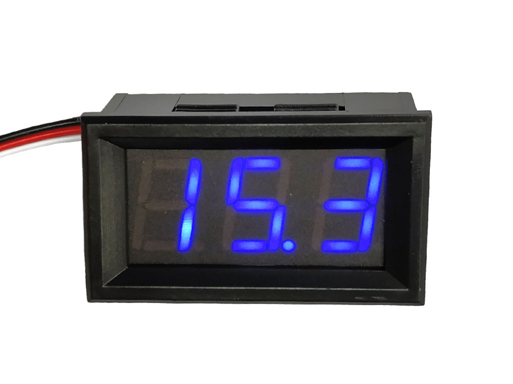 Měřidlo digitální panelové 0 - 30V LED displej voltmetr 3 místný displej - modrý