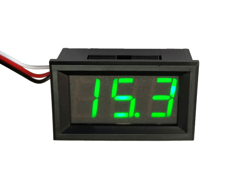 Měřidlo digitální panelové 0 - 30V LED displej voltmetr 3 místný displej - zelený