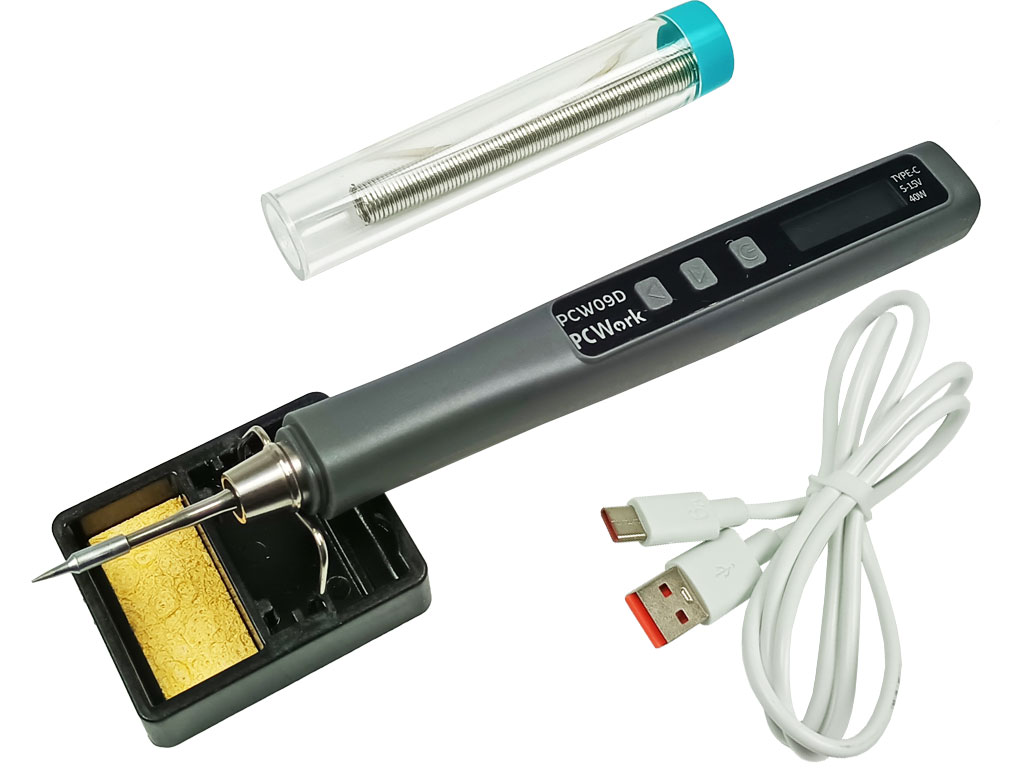 Mikropájka PCW09D USB-C páječka 40 W s OLED displejem, regulací teploty, rychlým ohřevem 6 s