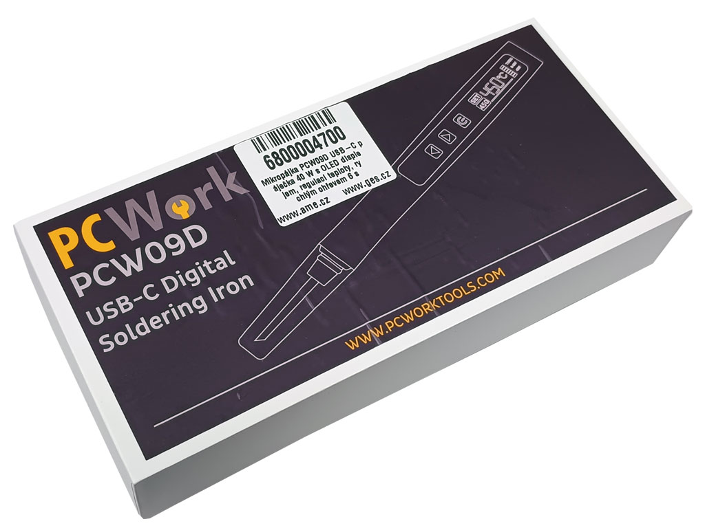 Mikropájka PCW09D USB-C páječka 40 W s OLED displejem, regulací teploty, rychlým ohřevem 6 s
