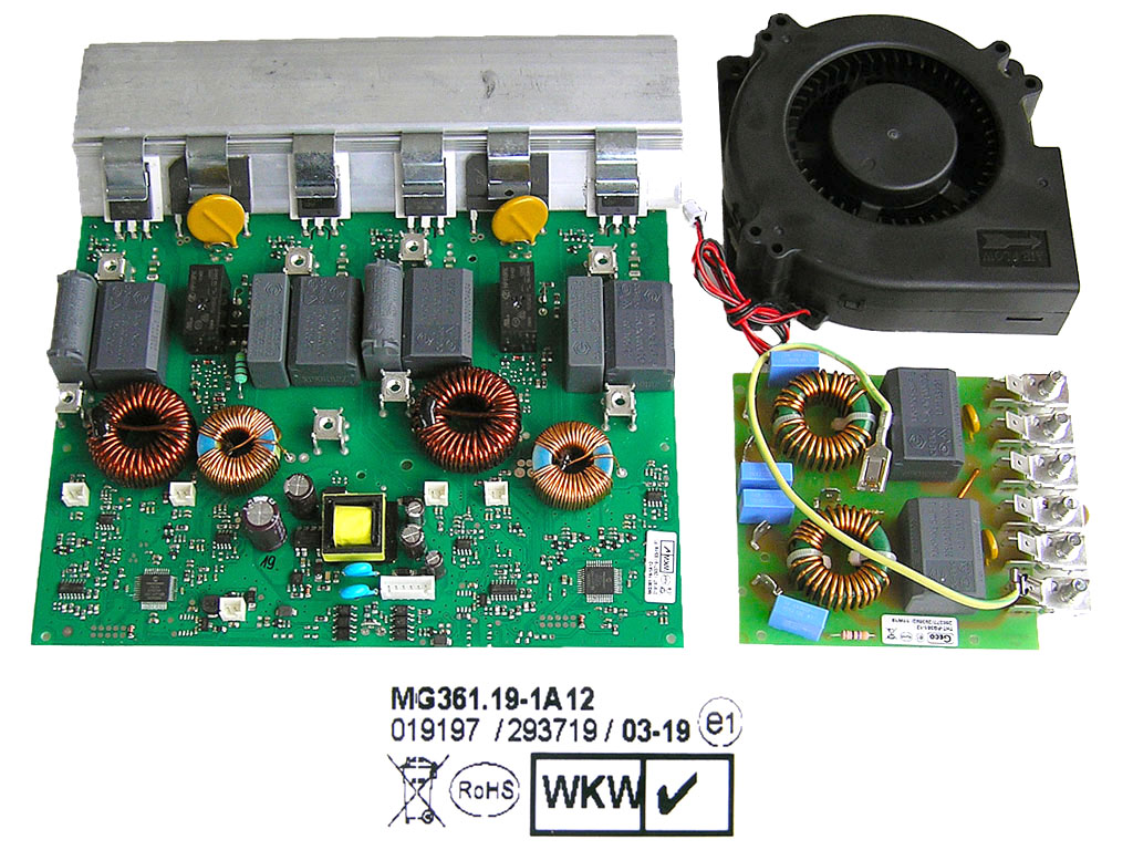 Modul elektroniky výkonová část + síťový filtr a ventilátor, indukční varná deska Amico 8071360, 8509331  