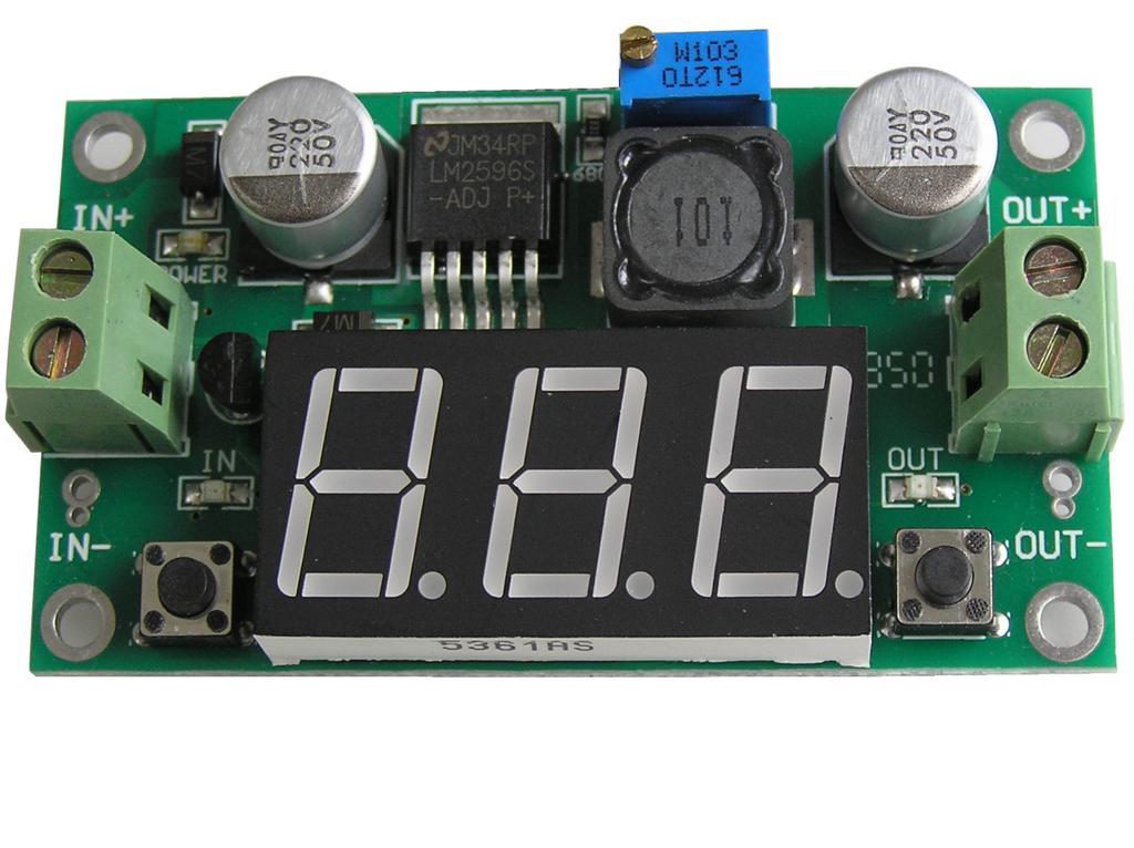 Modul nastavitelného zdroje STEP-DOWN 1,2 - 37V / 1,8A (3A) univerzální použití s displejem