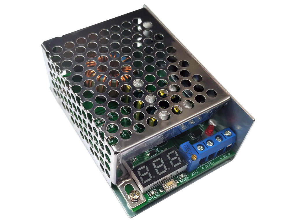 Modul nastavitelného zdroje  STEP-DOWN 3.5 - 30V/ 0,8 - 29V / 250W  max 8A, s digitálním voltmetrem,  univerzální použití