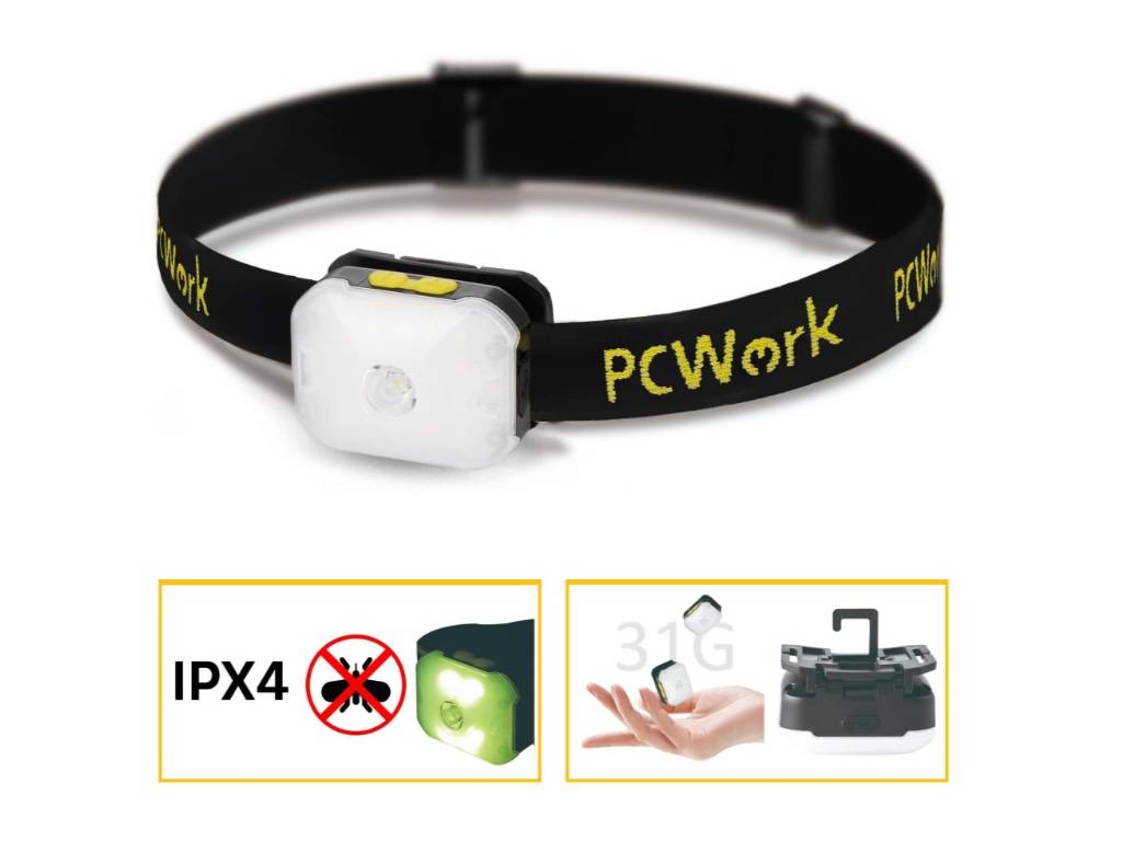 Nabíjecí LED čelovka PCW12B 200 lm, USB-C, IPX4, režim pro omezení lákání hmyzu