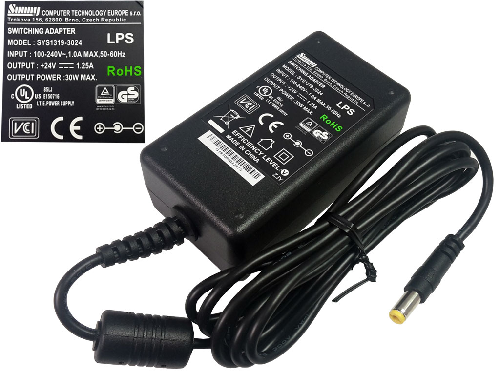 Napaječ univerzální impulzní 24V / 1.25A, konektor 5,5x2,1mm