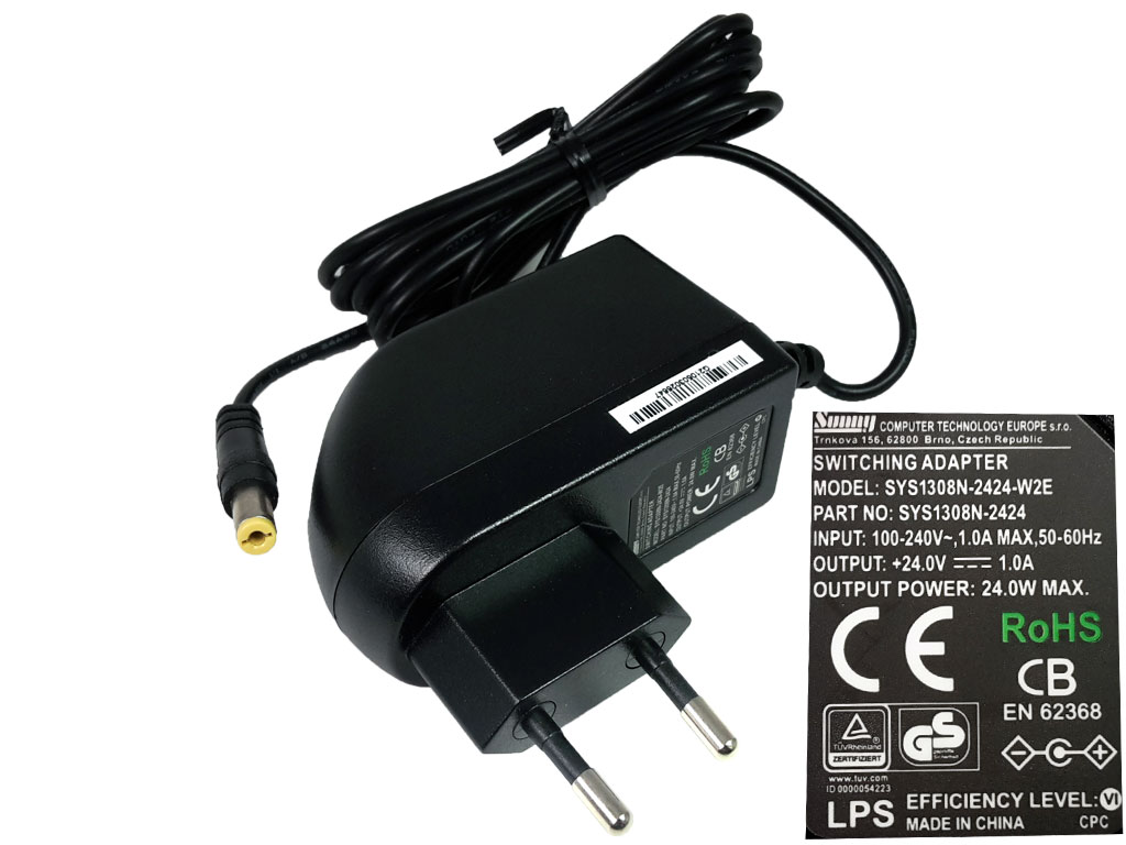 Napaječ univerzální impulzní 24V / 1A, konektor 5.5x2.1mm