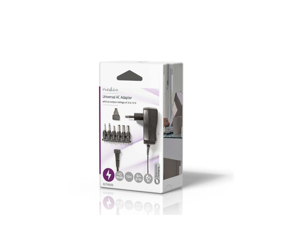 Napaječ univerzální impulzní 9 / 12 / 13.5 / 15 / 18 / 20 / 24 V DC / 1A typ ACPA003 Nedis