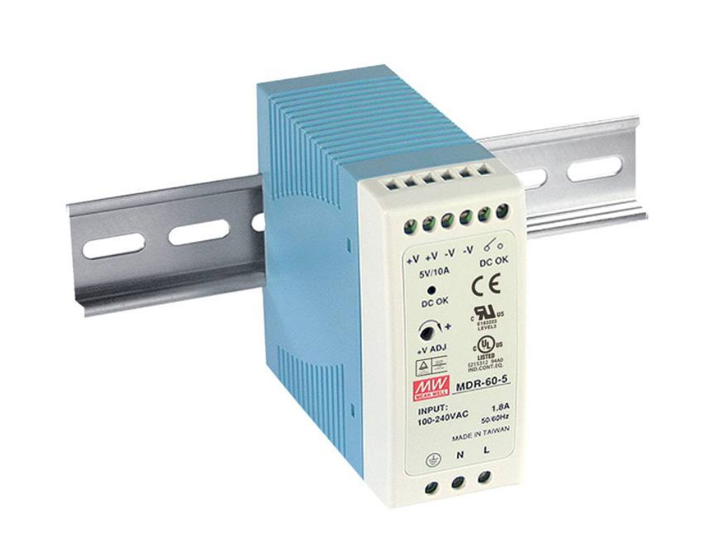 Napaječ / zdroj spínaný na DIN lištu 24V / 2,5A MDR-60-24 MEAN WELL