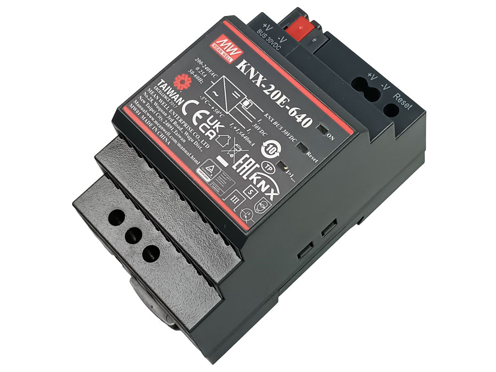 Napaječ / zdroj spínaný na DIN lištu 30V / 0.64A KNX-20E-640 MEAN WELL