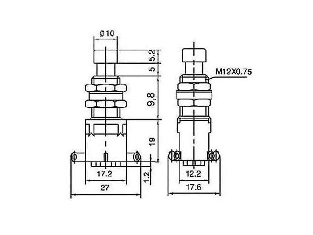 Nožní spínač PBS-24-202 250V / 2A, 2x přepínací kontakt, ZAP/ZAP, ON-ON, s aretací