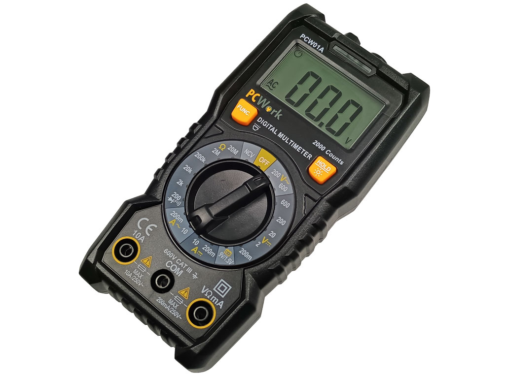 PCW01A digitální multimetr, manuální volba rozsahů, CAT III 600V