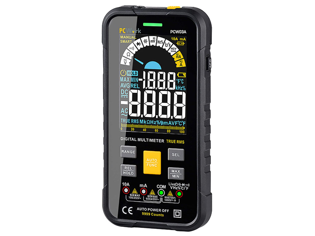 PCW03A smart digitální multimetr, automatická volba rozsahů (auto range),  True RMS,  9999 counts s NCV a Live testem