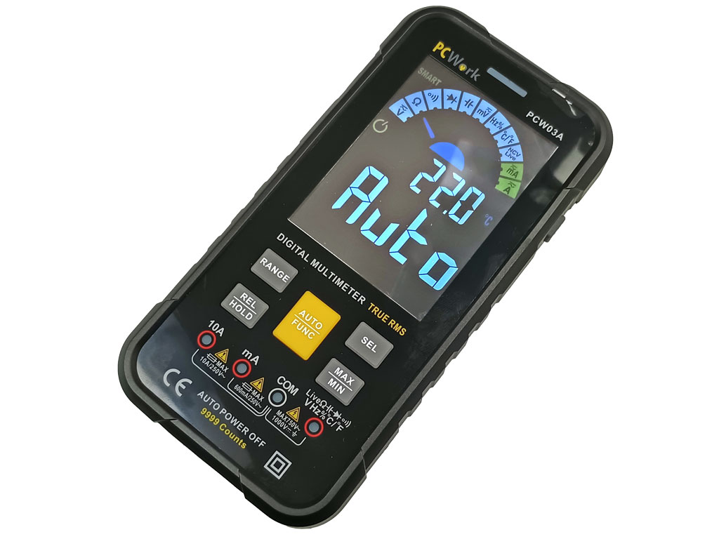 PCW03A smart digitální multimetr, automatická volba rozsahů (auto range),  True RMS,  9999 counts s NCV a Live testem