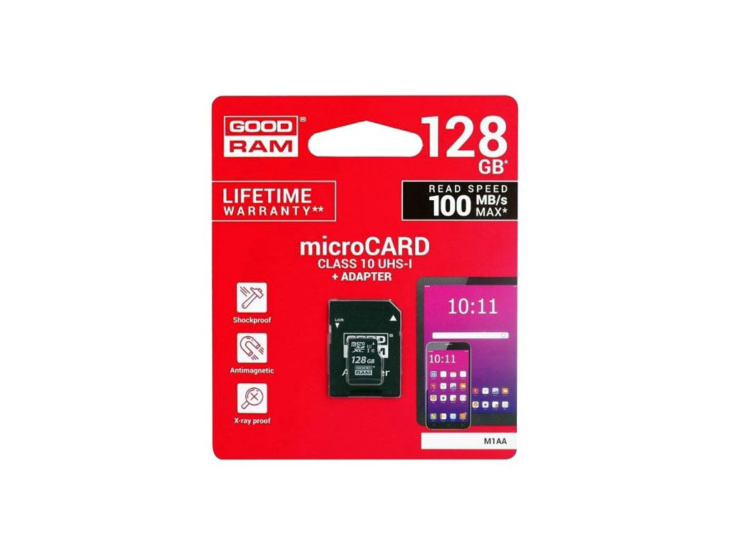 Paměťová karta micro SD 128 GB GOODRAM s adaptérem Class 10
