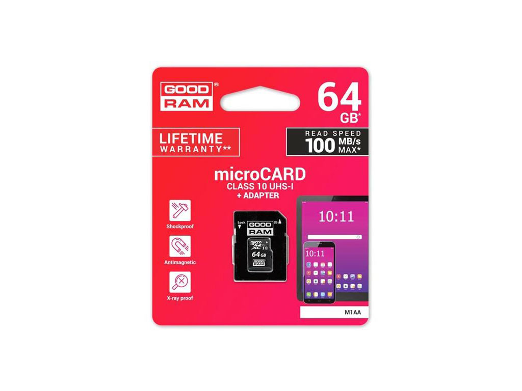 Paměťová karta micro SD 64 GB GOODRAM s adaptérem Class 10