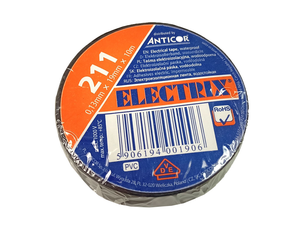 Páska izolační ELECTRIX PVC černá šířka 19mm