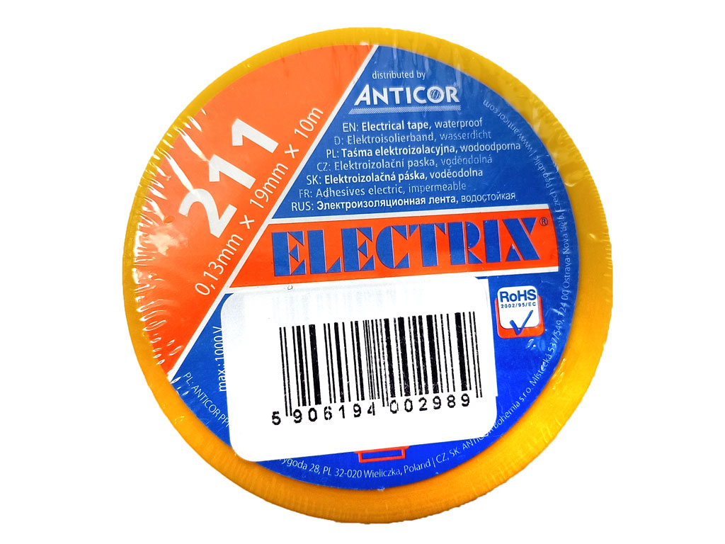 Páska izolační ELECTRIX PVC žlutá šířka 19mm