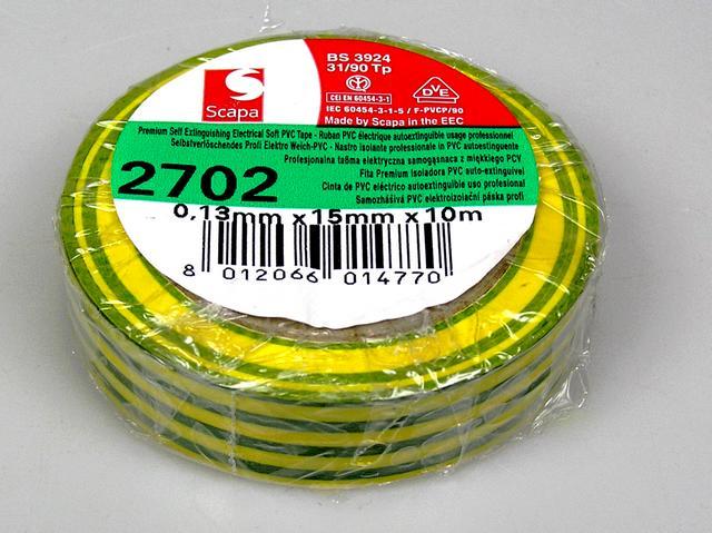 Páska izolační SCAPA2702-15 žlutozelená šířka 15mm