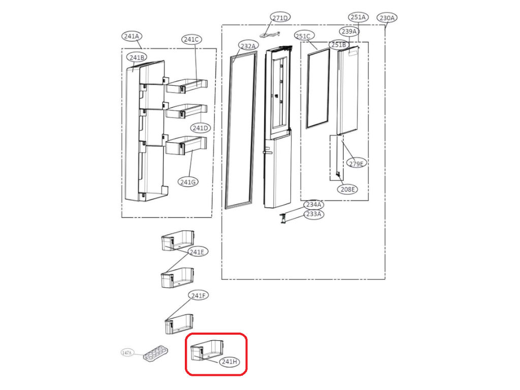 Police do dveří lednice LG MAN63748401, spodní - originál