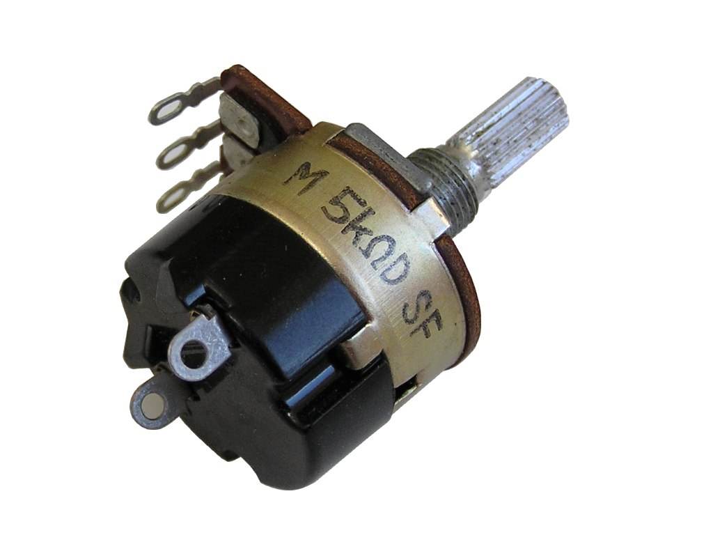 Potenciometr mono otočný 5k / D   č.61 s vypínačem logaritmický, drážkovaná hřídel 6 x 12mm