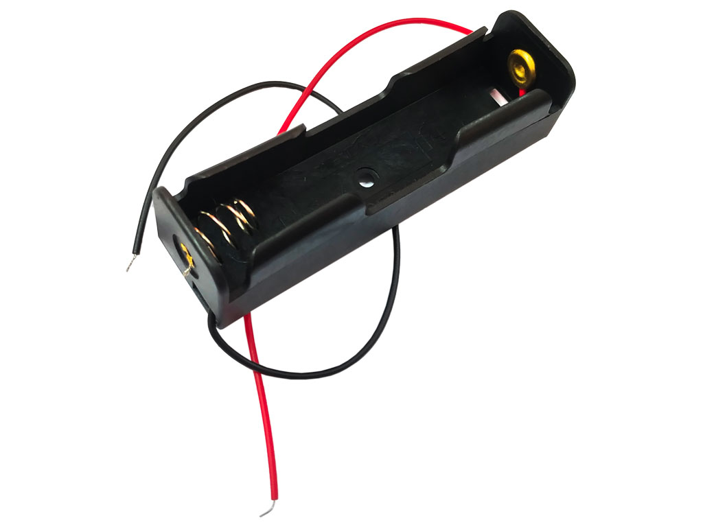 Pouzdro na baterie 1x 18650, - pól pružina, vývod vodiče 