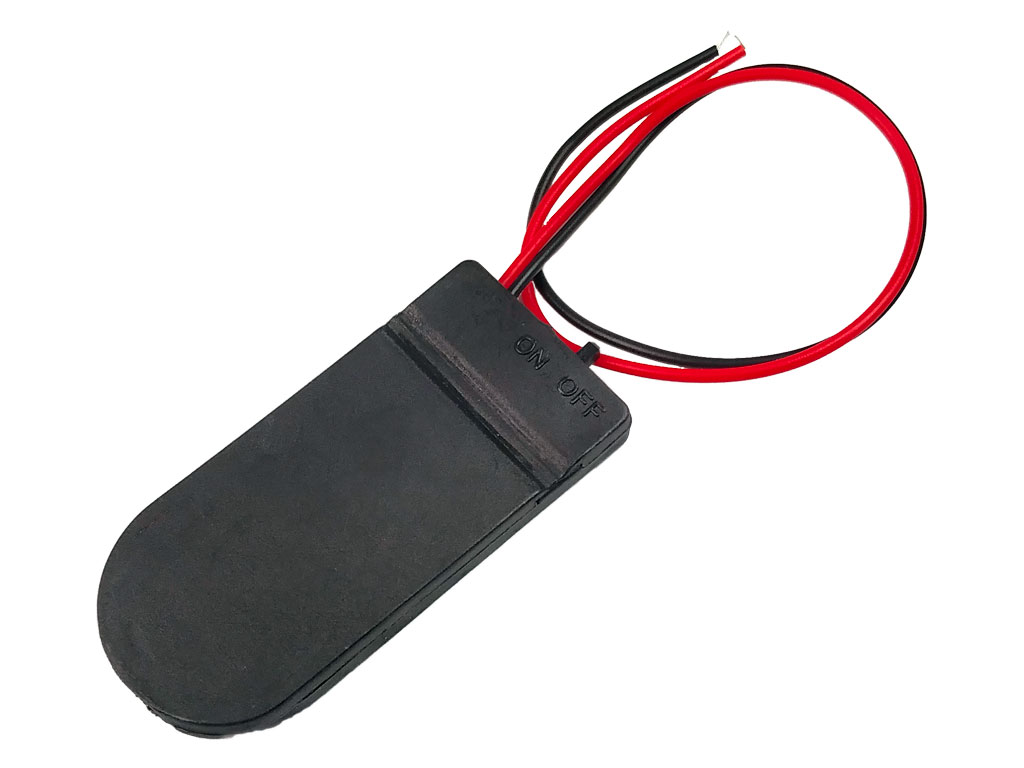 Pouzdro na baterie 2x CR2032 krabička s vypínačem, vývod vodiče