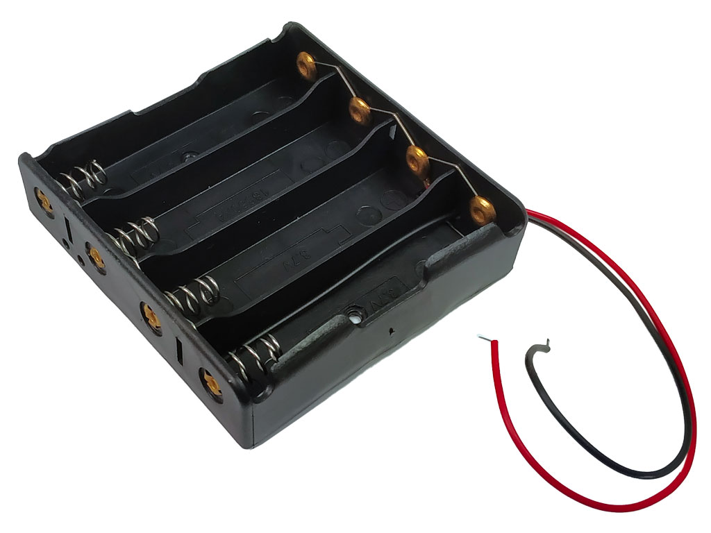 Pouzdro na baterie 4x 18650 vedle sebe, vývod vodiče, paralelní zapojení