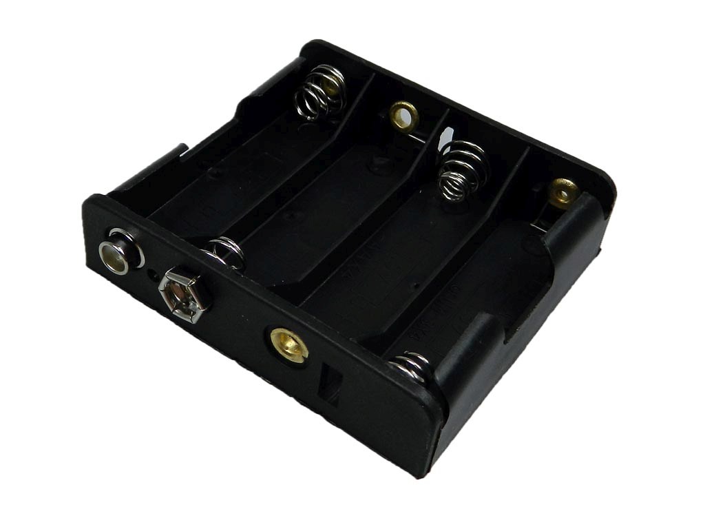 Pouzdro na baterie 4x AA vedle sebe, vývod clip 9V / 6F22 