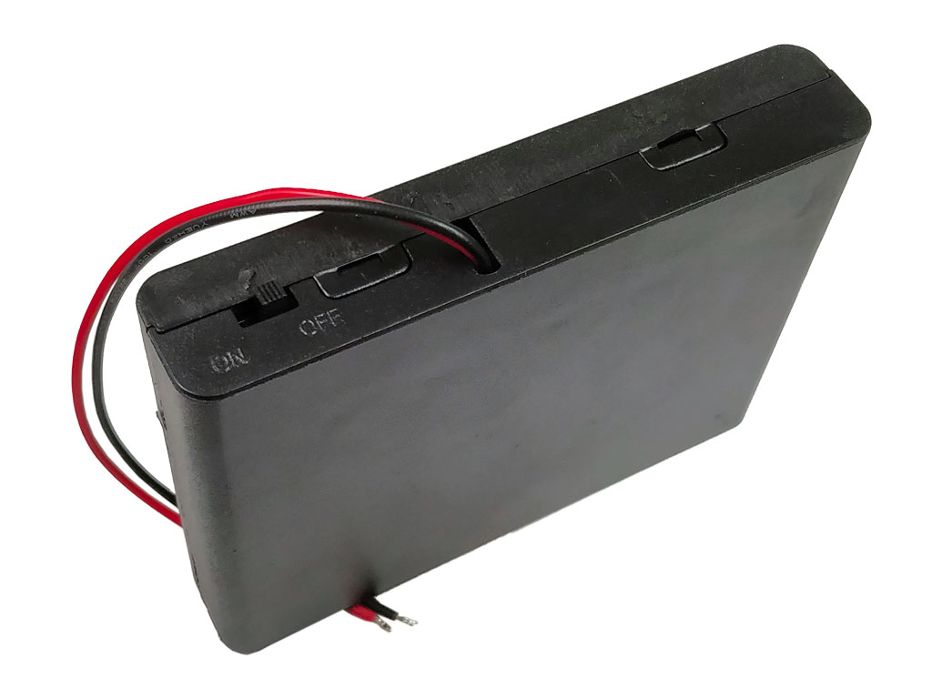 Pouzdro na baterie 6x AA vedle sebe, krabička s vypínačem, vývod vodiče