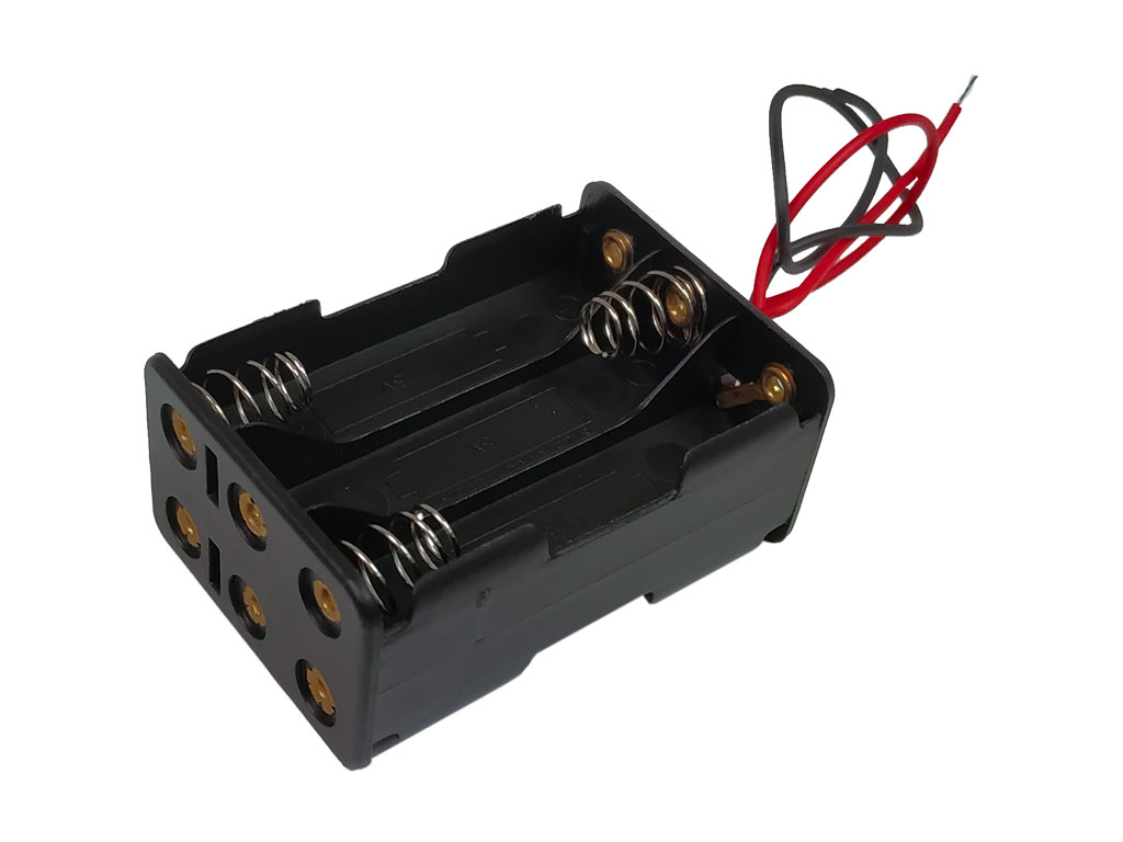 Pouzdro na baterie 6x AAA, 2x3 vedle sebe, vývod vodiče, sériové zapojení