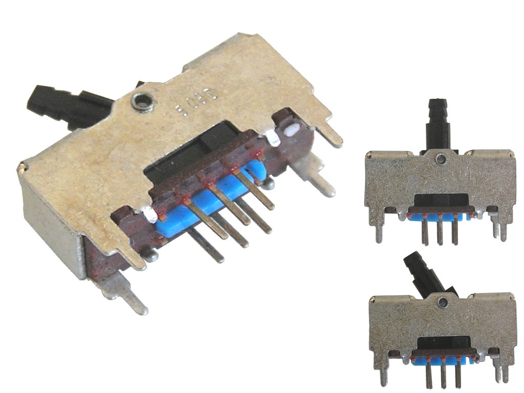 Přepínač radiomagnetofonu dvoupolohový 2 sekce, 2 x 3 piny, výrobce ALPS