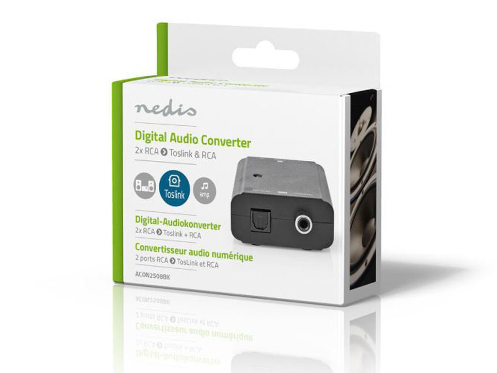 Převodník digitálního Audia 1x Toslink / SPDIF >  2x RCA (cinch) konektor ACON2508BK