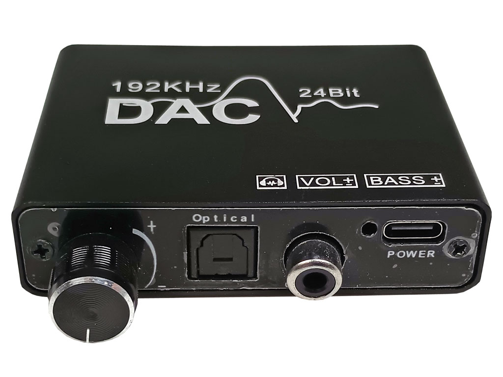 Převodník digitálního Audia 1x Toslink / SPDIF >  2x RCA (cinch) konektor + sluchátkový výstup, s regulací
