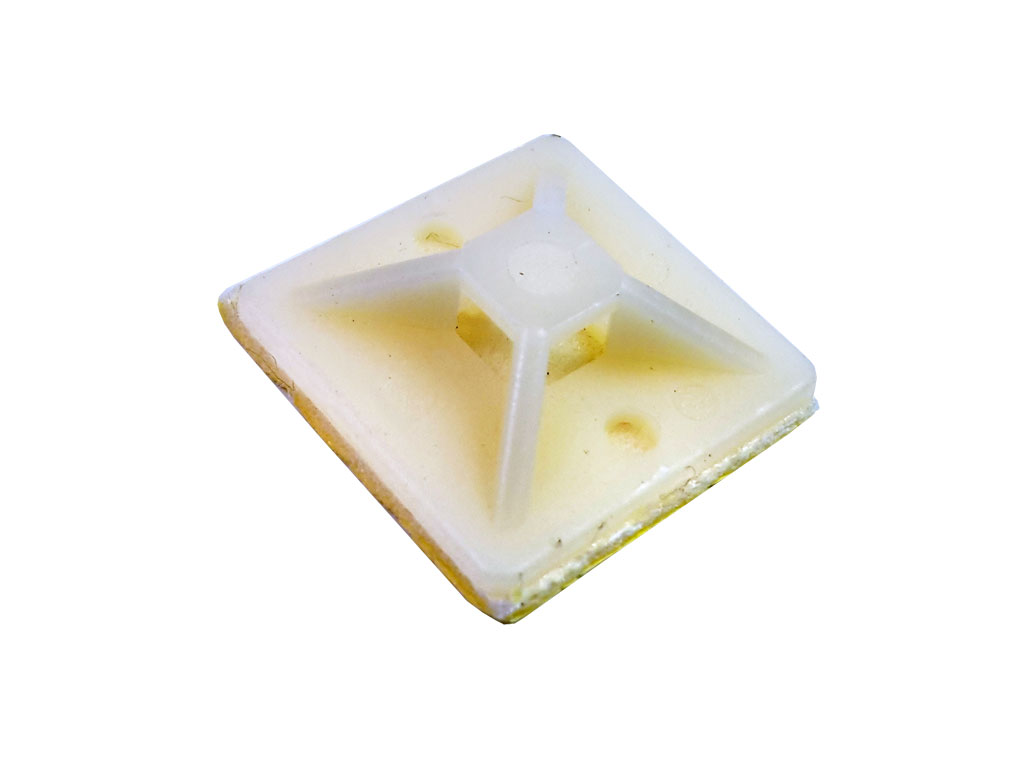 Příchytka stahovacích pásků, samolepicí, 19x19mm, pro pásky šířky max. 3,6mm