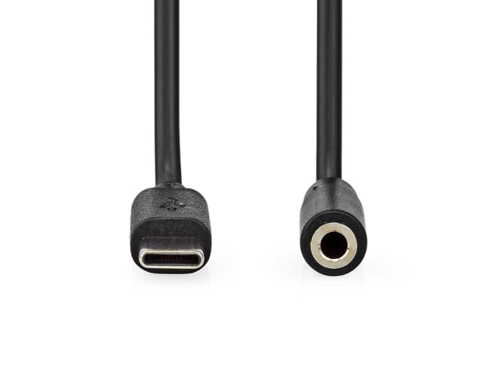 Redukce - kabel USB-C na JACK 3.5 mm pro sluchátka - černý 1m Nedis CCGL65960BK10