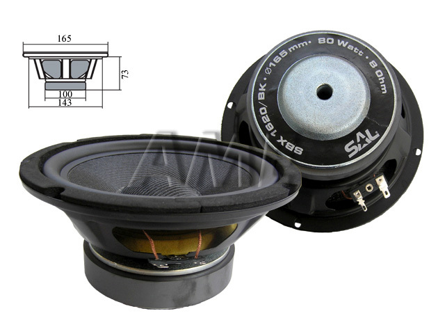 Reproduktor SAL SBX1620/BK 8ohm/80W - basový / středobasový 